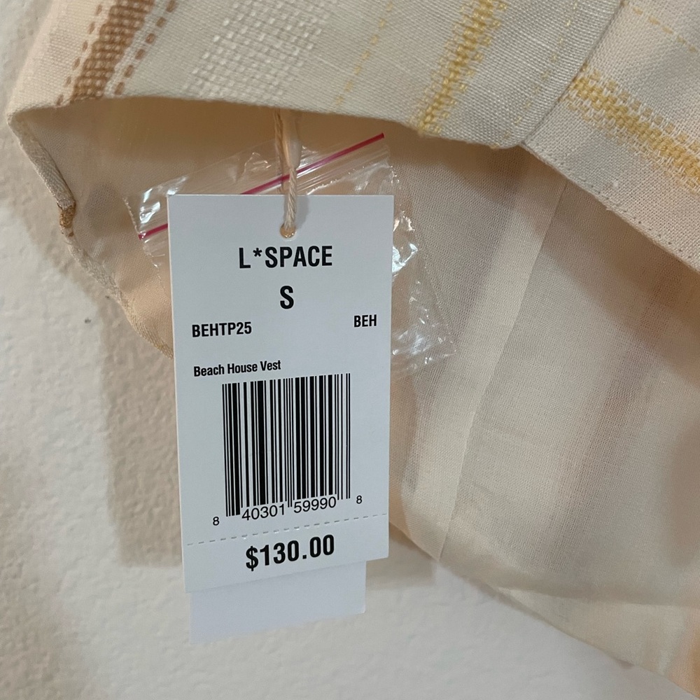 L*Space Beige and Yellow Beach House Vest and Pants - Picture 4 of 10